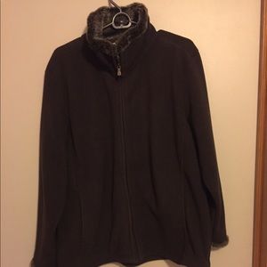 Tweeds fleece & faux fur zip-up 3x